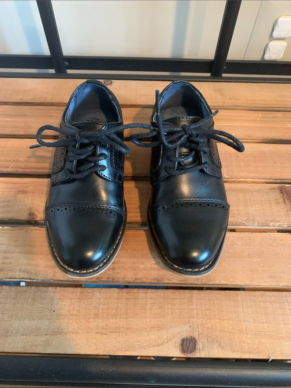 Kids Black Lace-Up Dress Oxfords